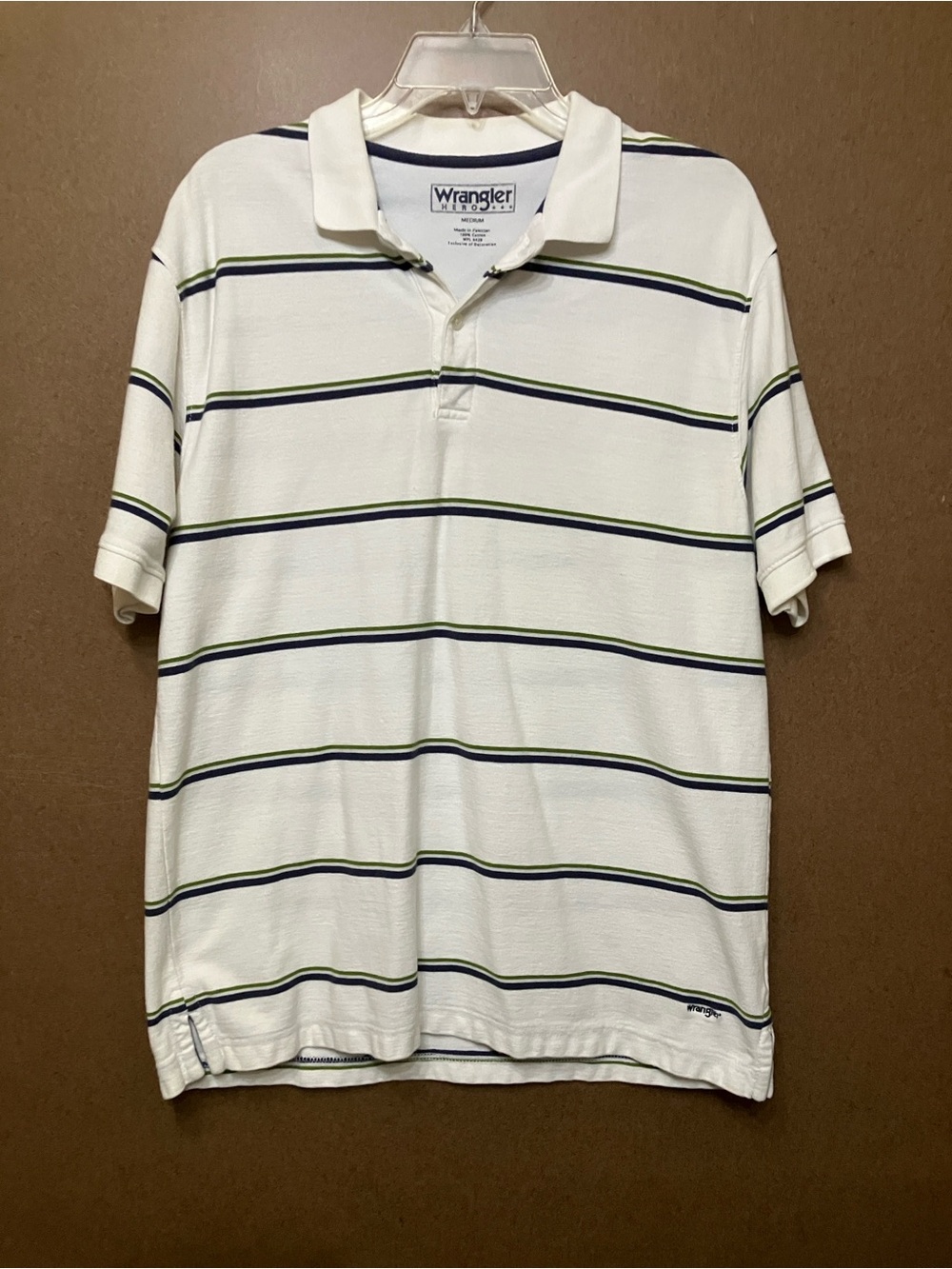 Wrangler White Polo with Navy and Green Stripes - Picture 8 of 8